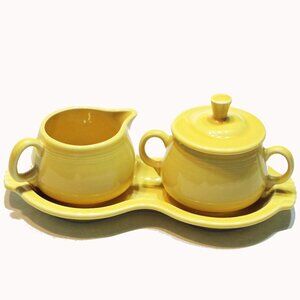 Fiestaware Sunflower Yellow 4 Piece Cream & Sugar Set USA